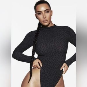 FENDI X SKIMS Long Sleeve Bodysuit in Onyx size Medium NWOT